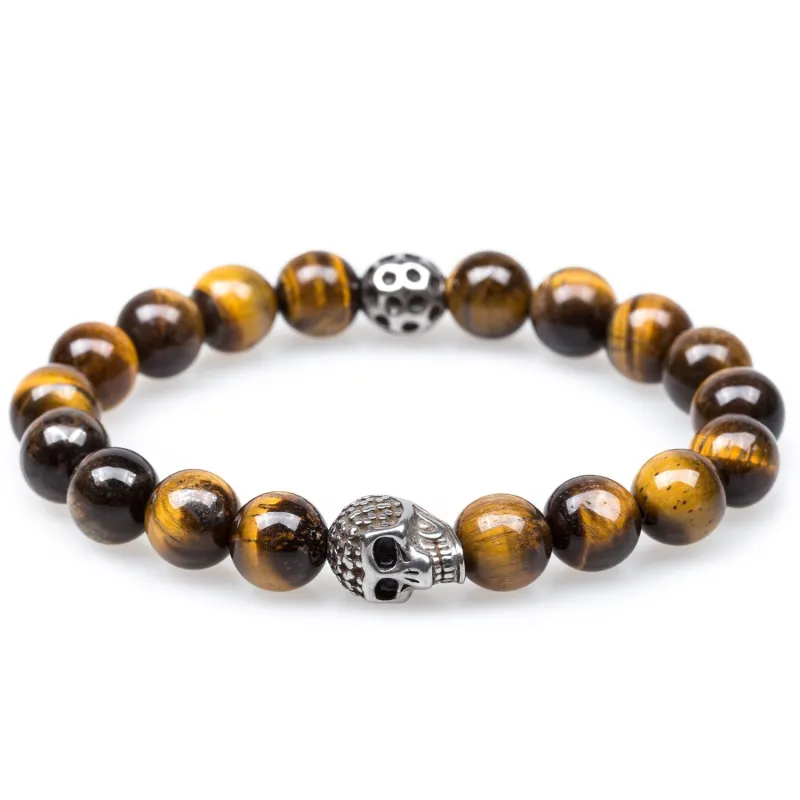Desert Yellow Tiger's Eye Skull Bracelet made by OTAA