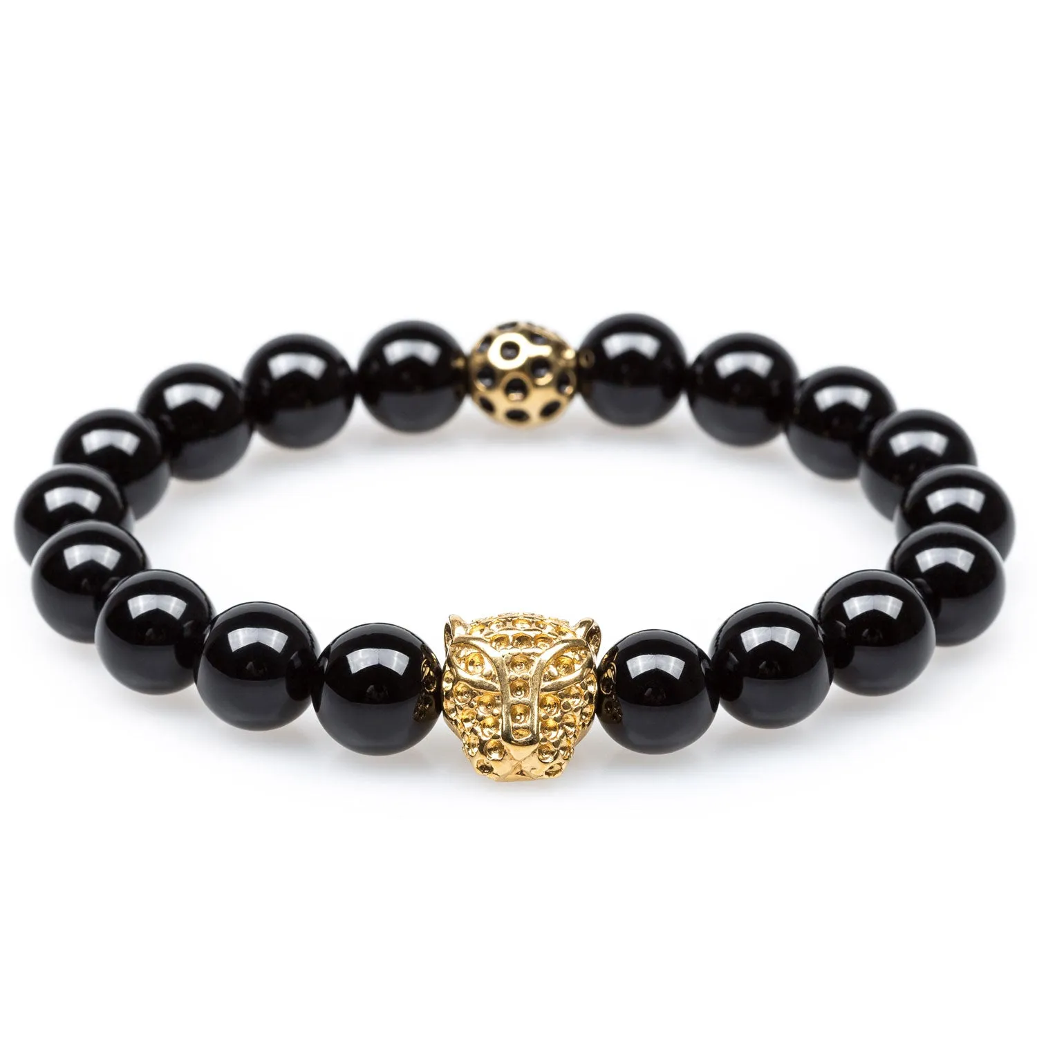 Black Smoke Onyx Gold Panther Bracelet sold by OTAA