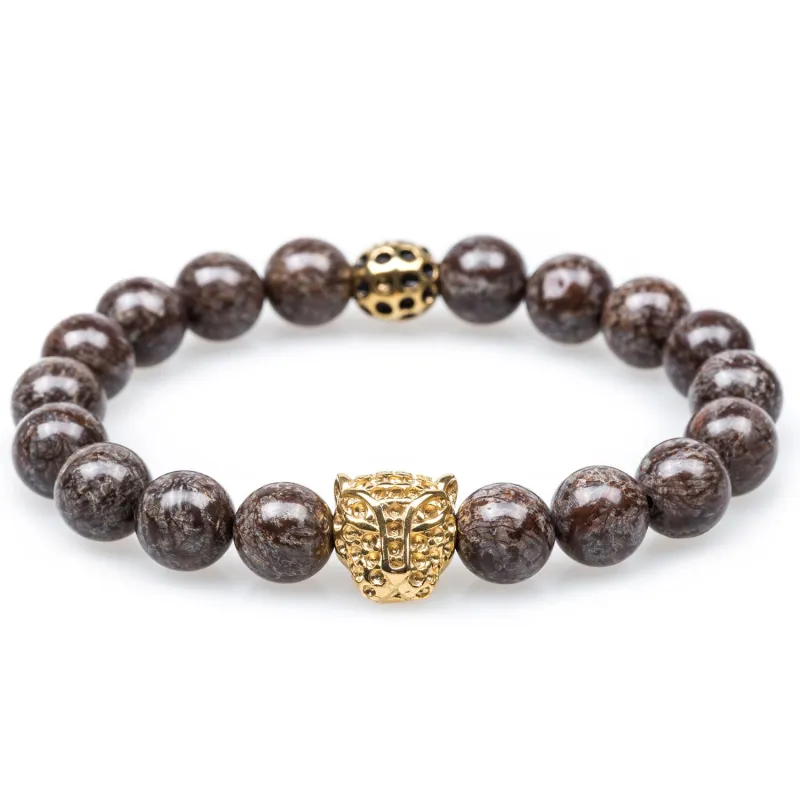 Brown Charcoal Rutile Gold Panther Bracelet made by OTAA