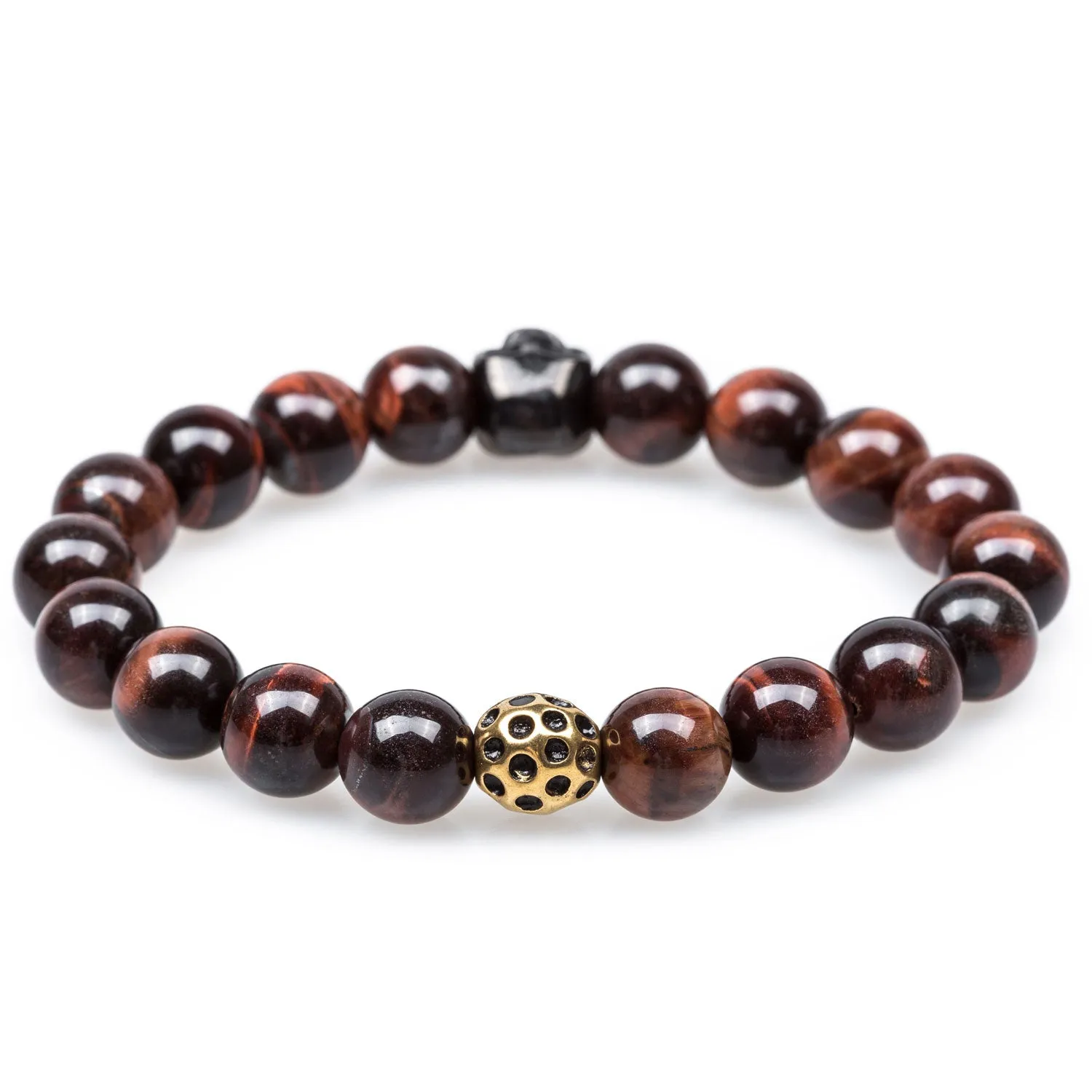 Obsidian Red Tiger Eye Skull Bracelet sold by OTAA product image thumbnail 2