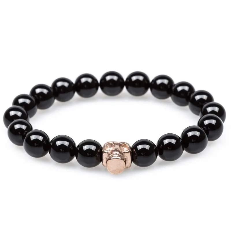 Sirius Black Onyx Rose Gold Skull Bracelet made by OTAA