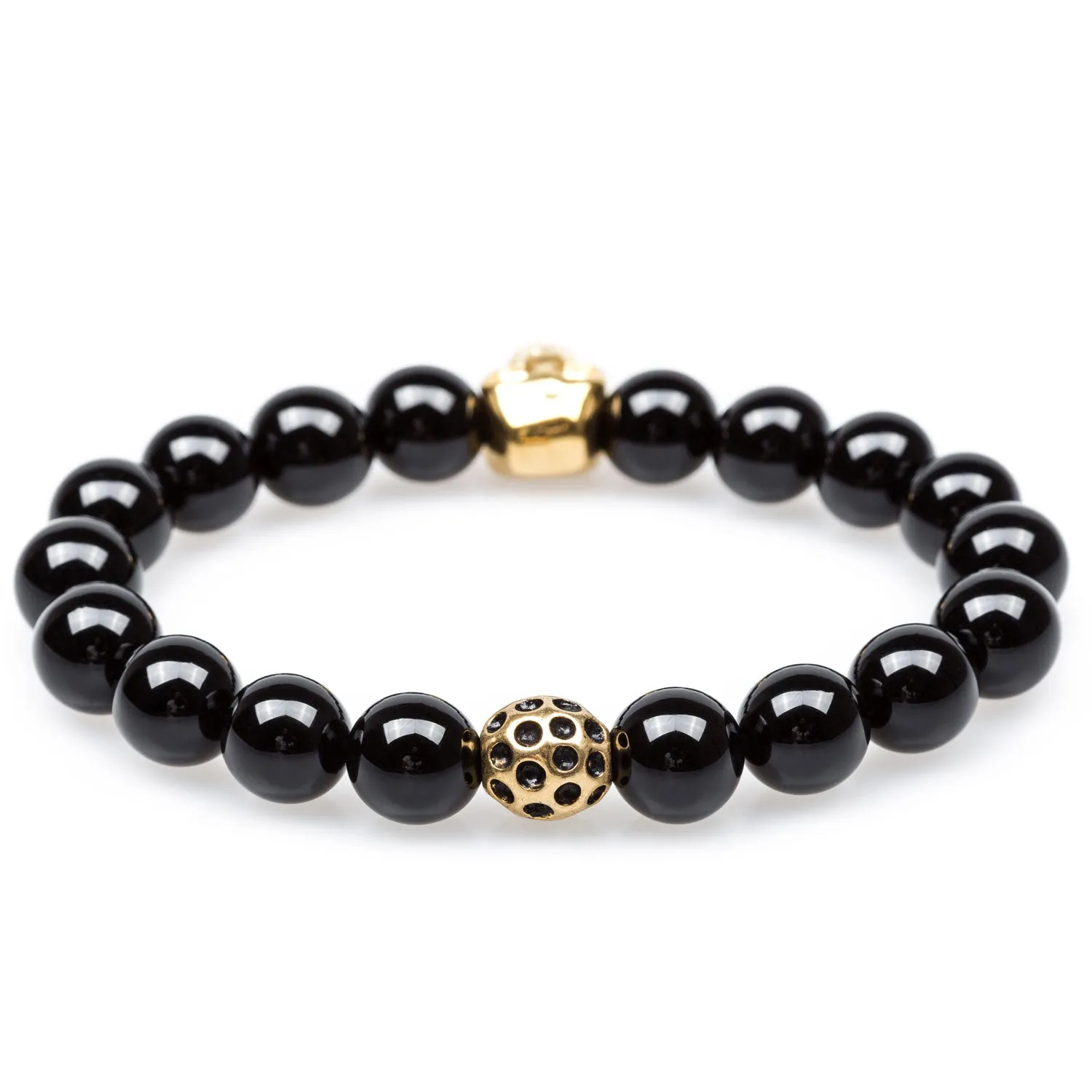 Black Ice Onyx Gold Skull Bracelet sold by OTAA product image thumbnail 2