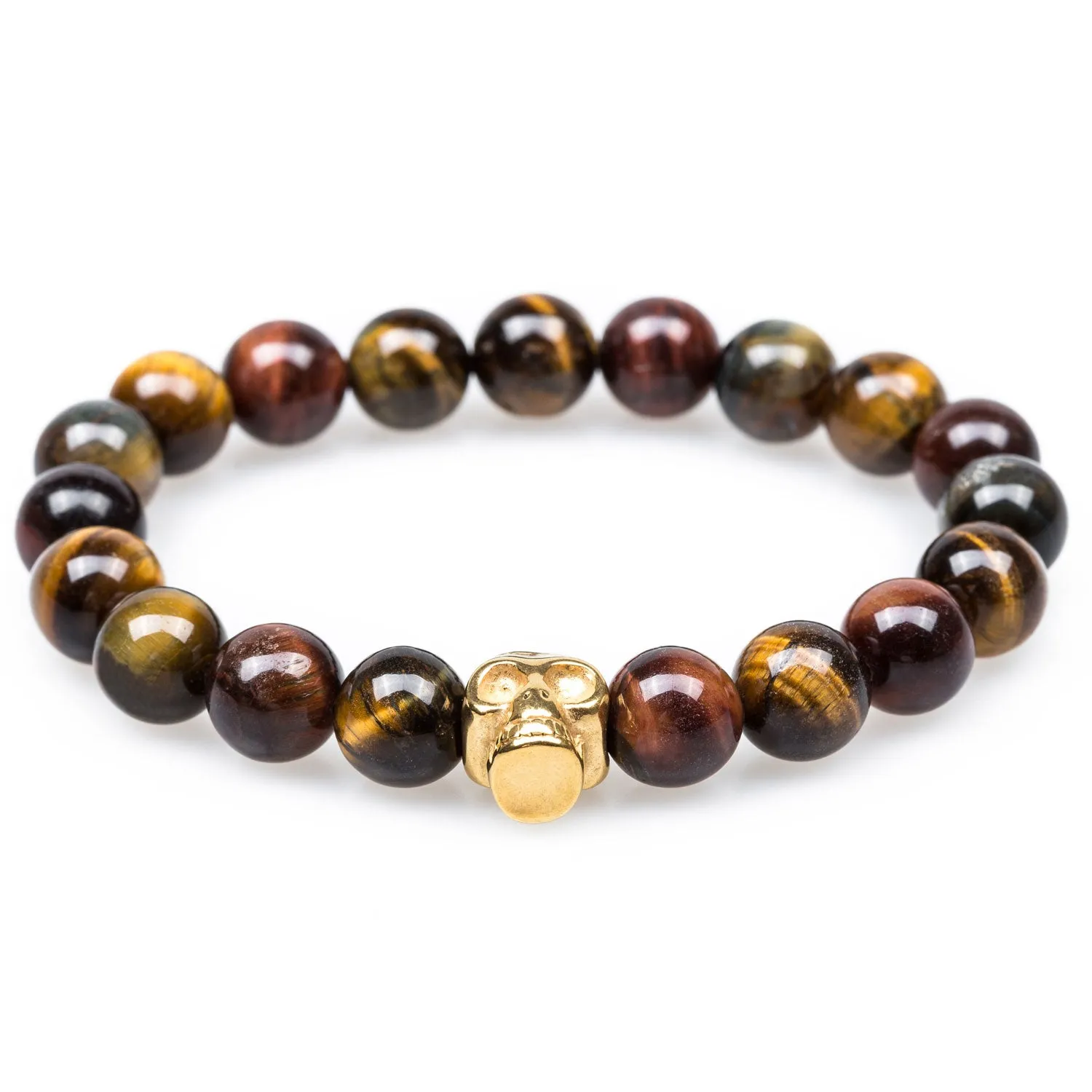 Metamorphic Tiger's Eye Gold Skull Bracelet sold by OTAA