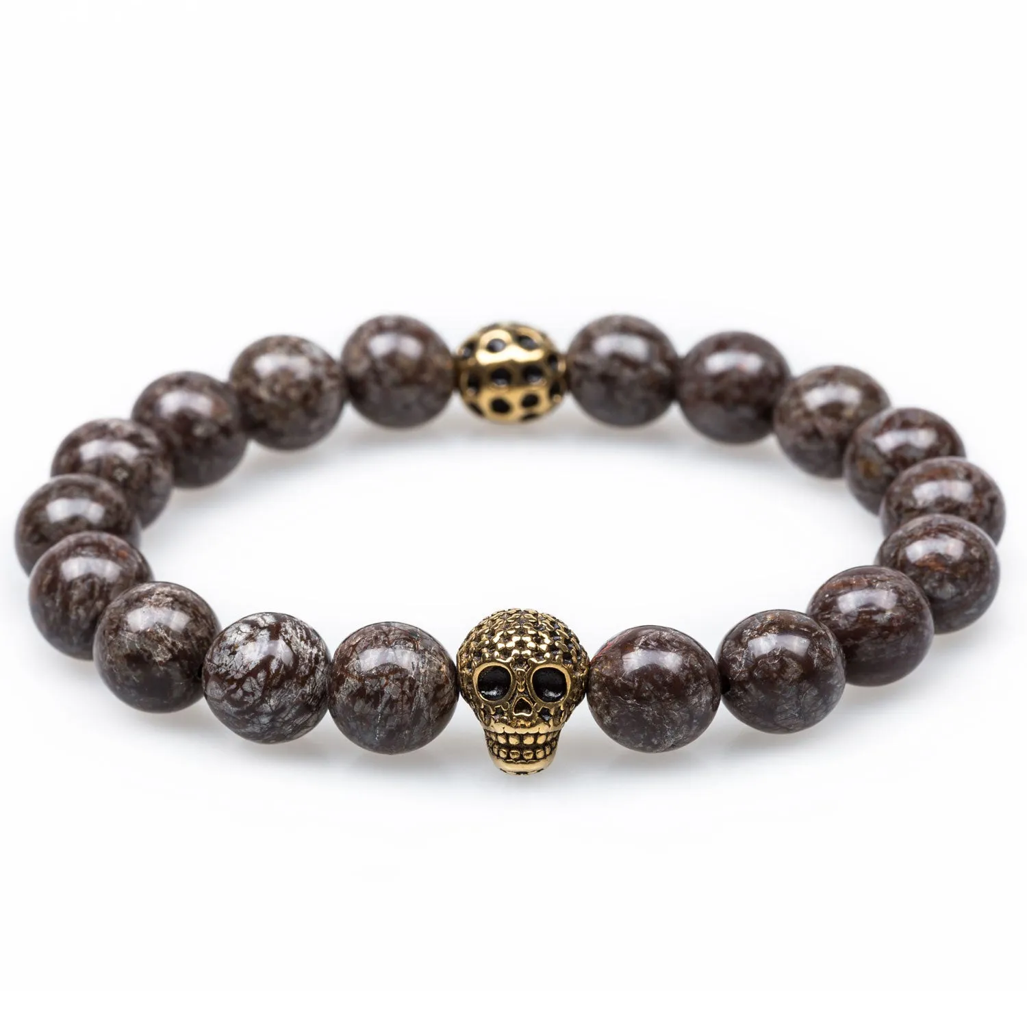 Brown Charcoal Rutile Golden Age Skull Bracelet sold by OTAA