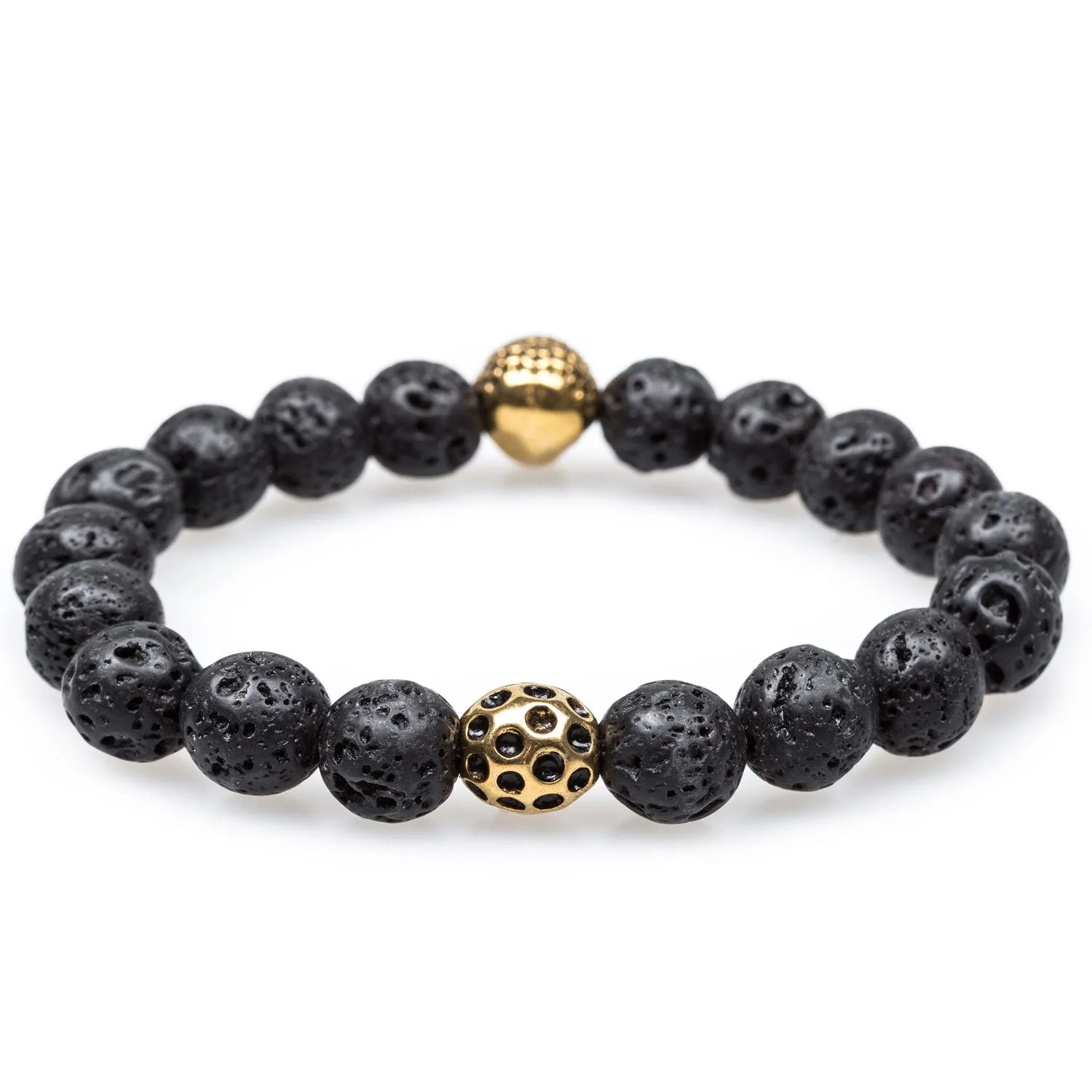 Akator Volcanic Rock Gold Skull Bracelet sold by OTAA product image thumbnail 2