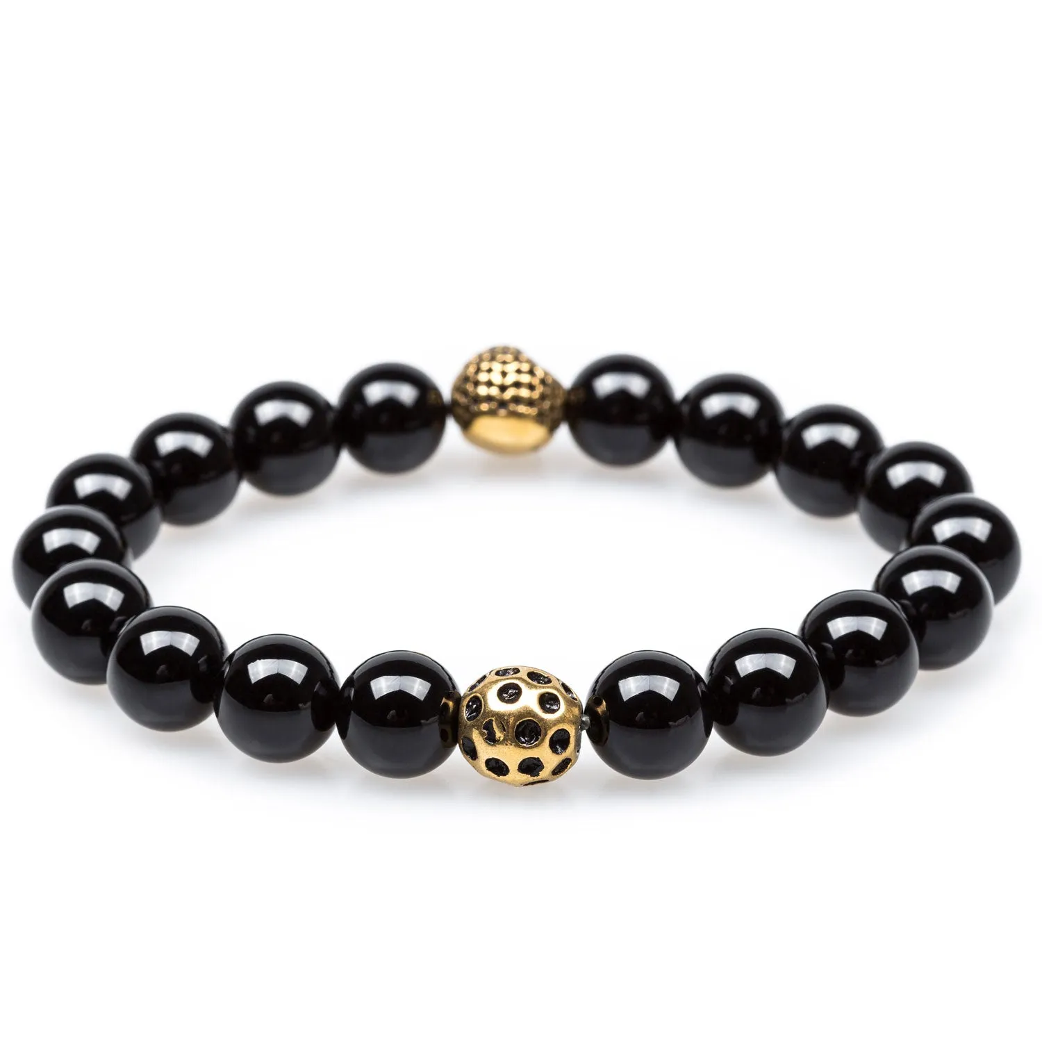 Calavera Black Onyx Gold Skull Bracelet sold by OTAA product image thumbnail 2