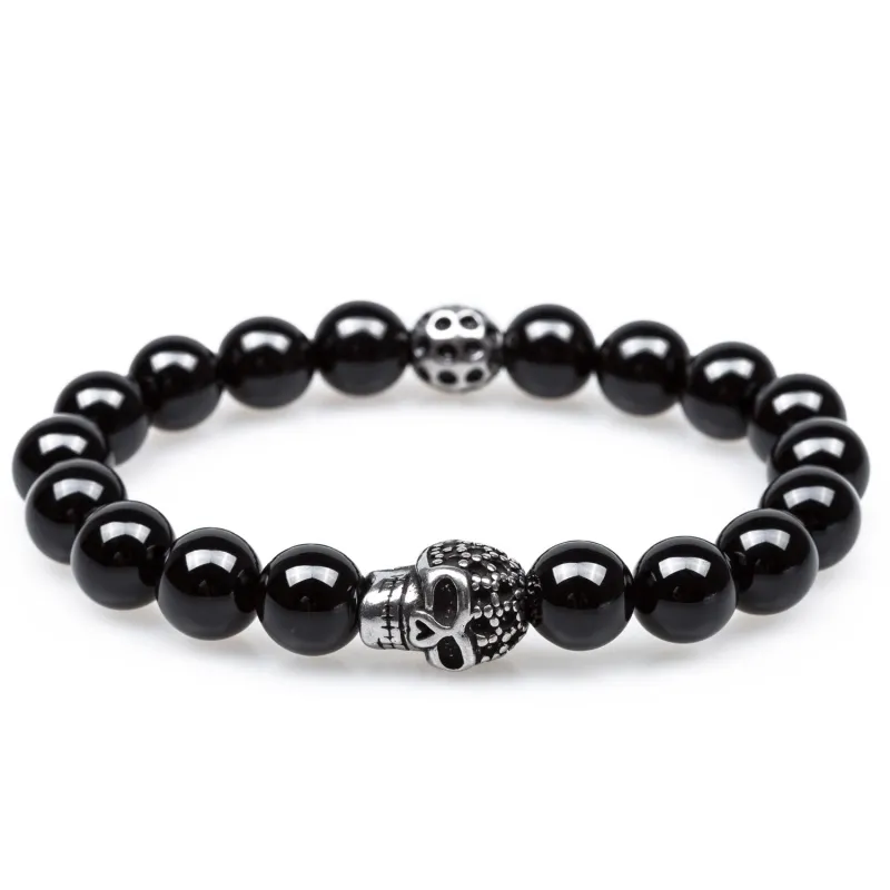 Calavera Onyx Silver Skull Bracelet made by OTAA