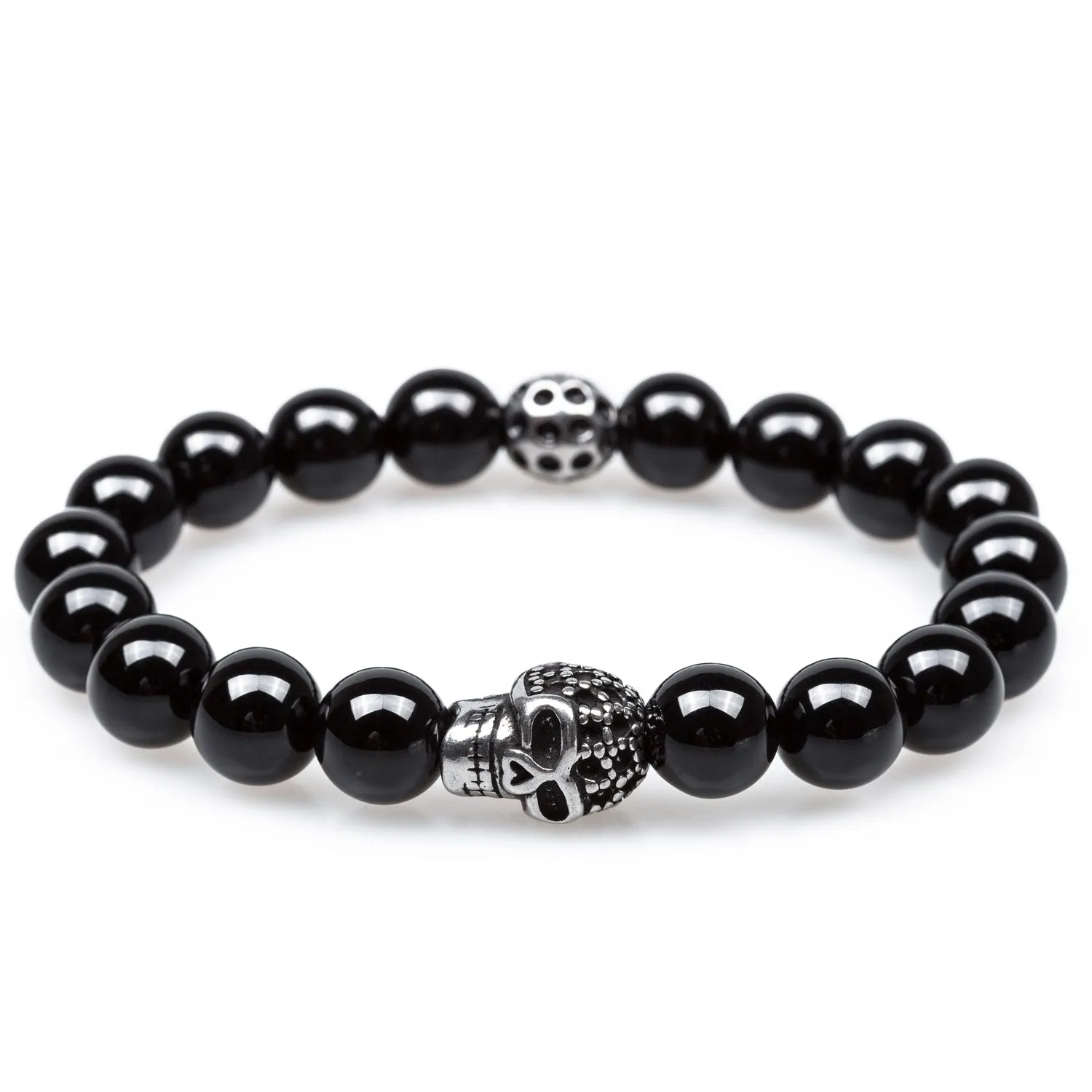 Calavera Onyx Silver Skull Bracelet sold by OTAA