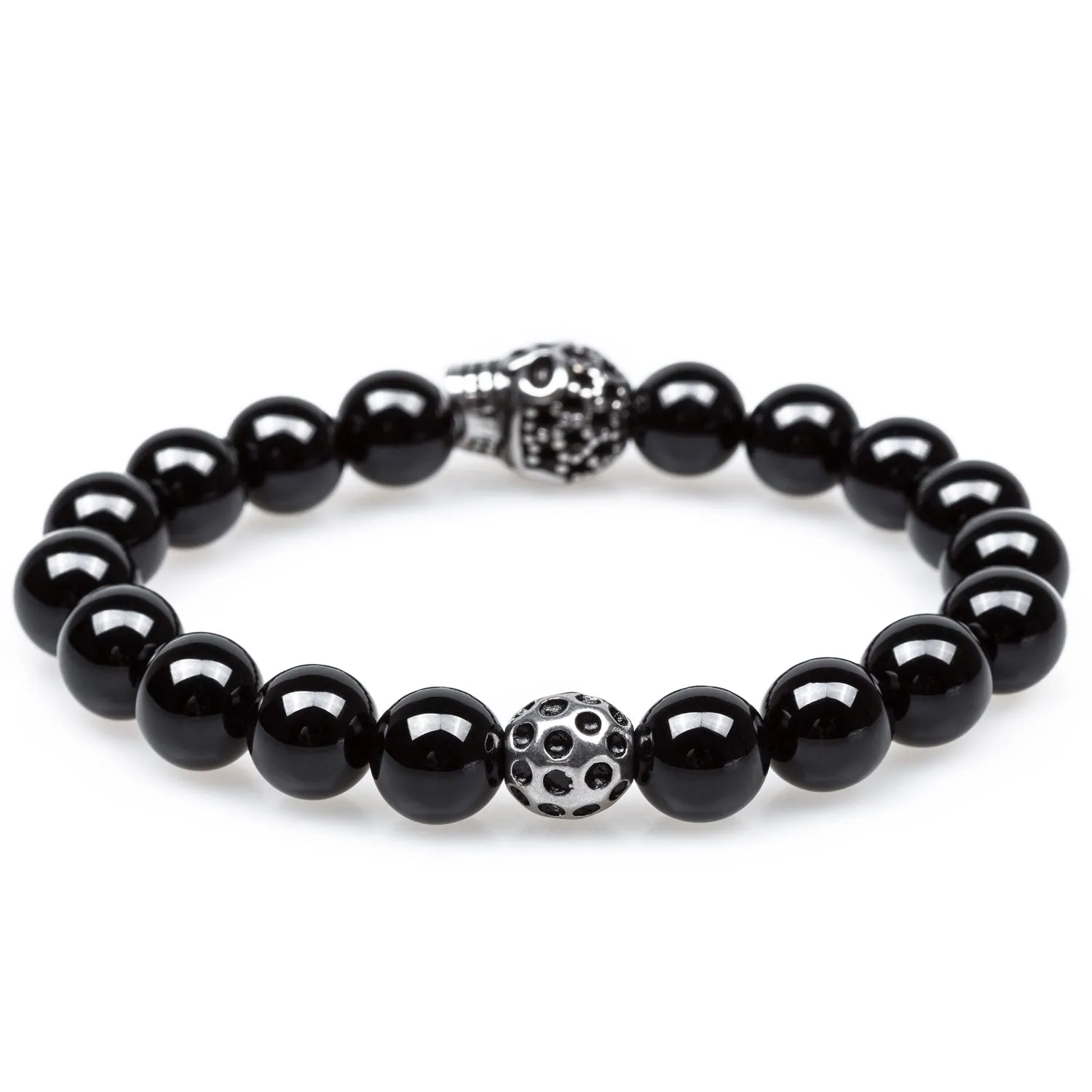 Calavera Onyx Silver Skull Bracelet sold by OTAA product image thumbnail 2