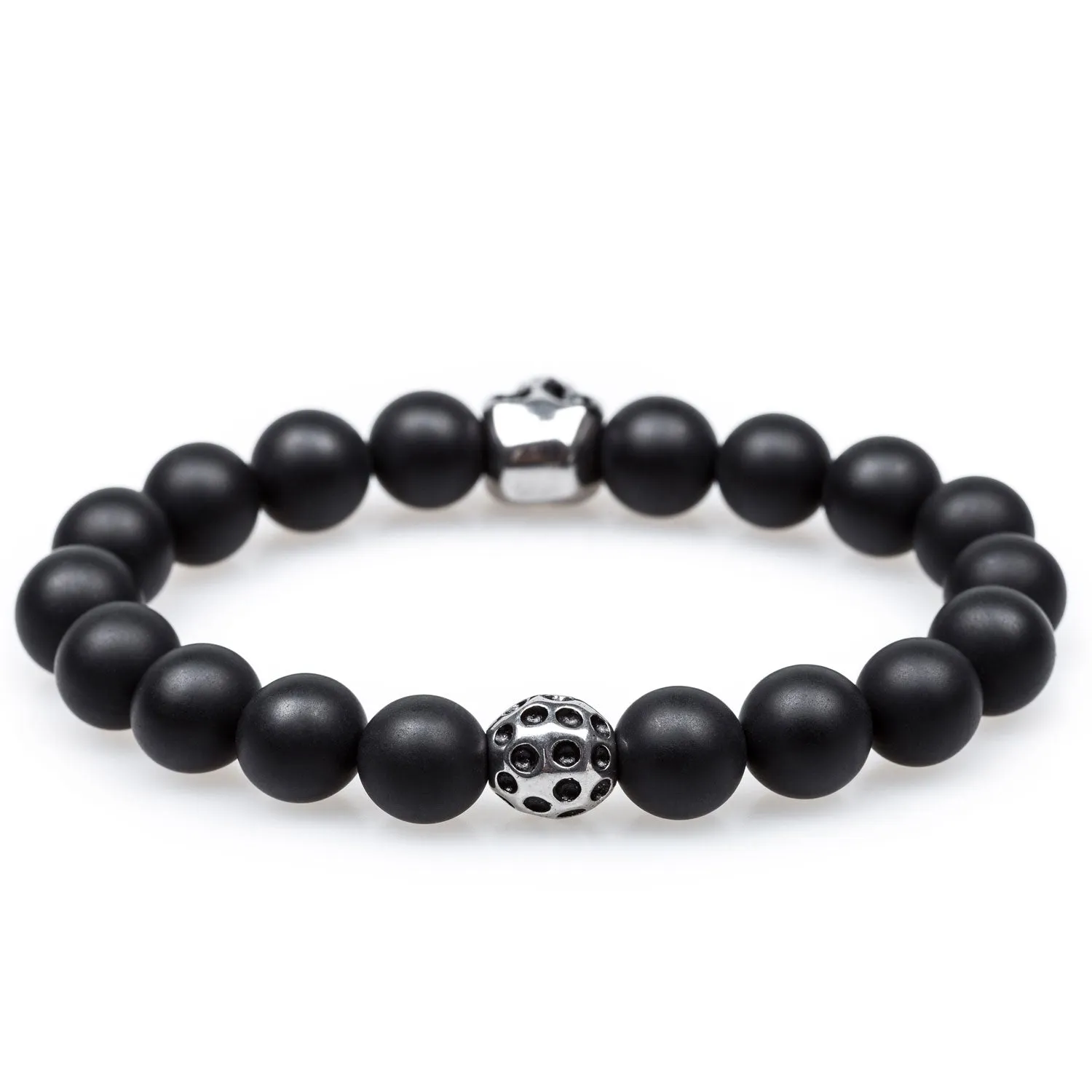 All Soul's Matte Onyx Silver Skull Bracelet sold by OTAA product image thumbnail 2