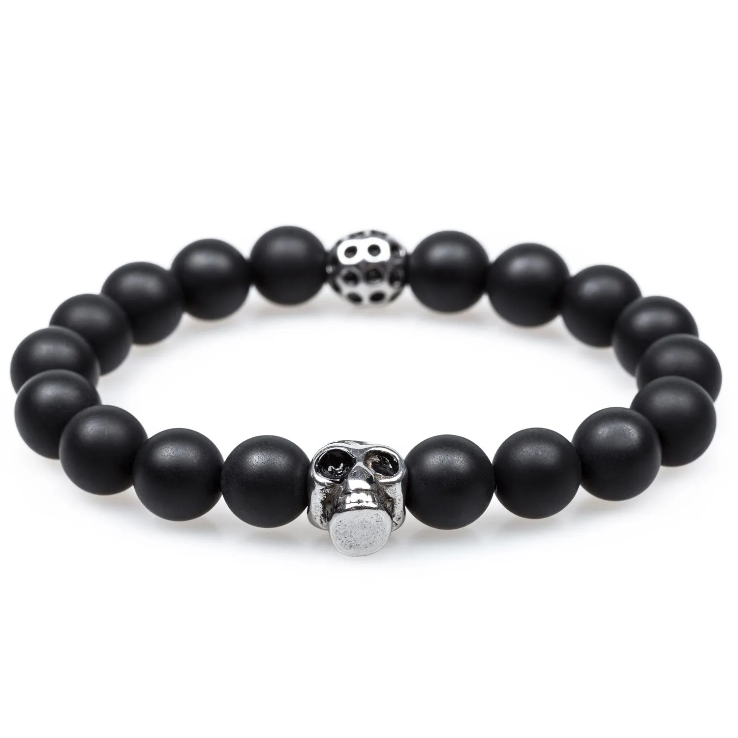 All Soul's Matte Onyx Silver Skull Bracelet sold by OTAA