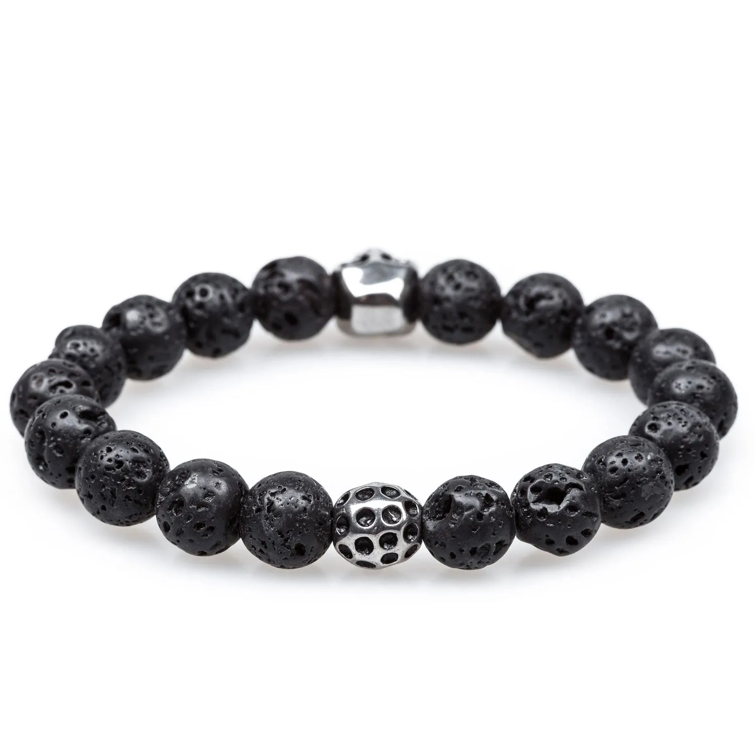 Lava Stone Antique Silver Skull Bracelet sold by OTAA product image thumbnail 2
