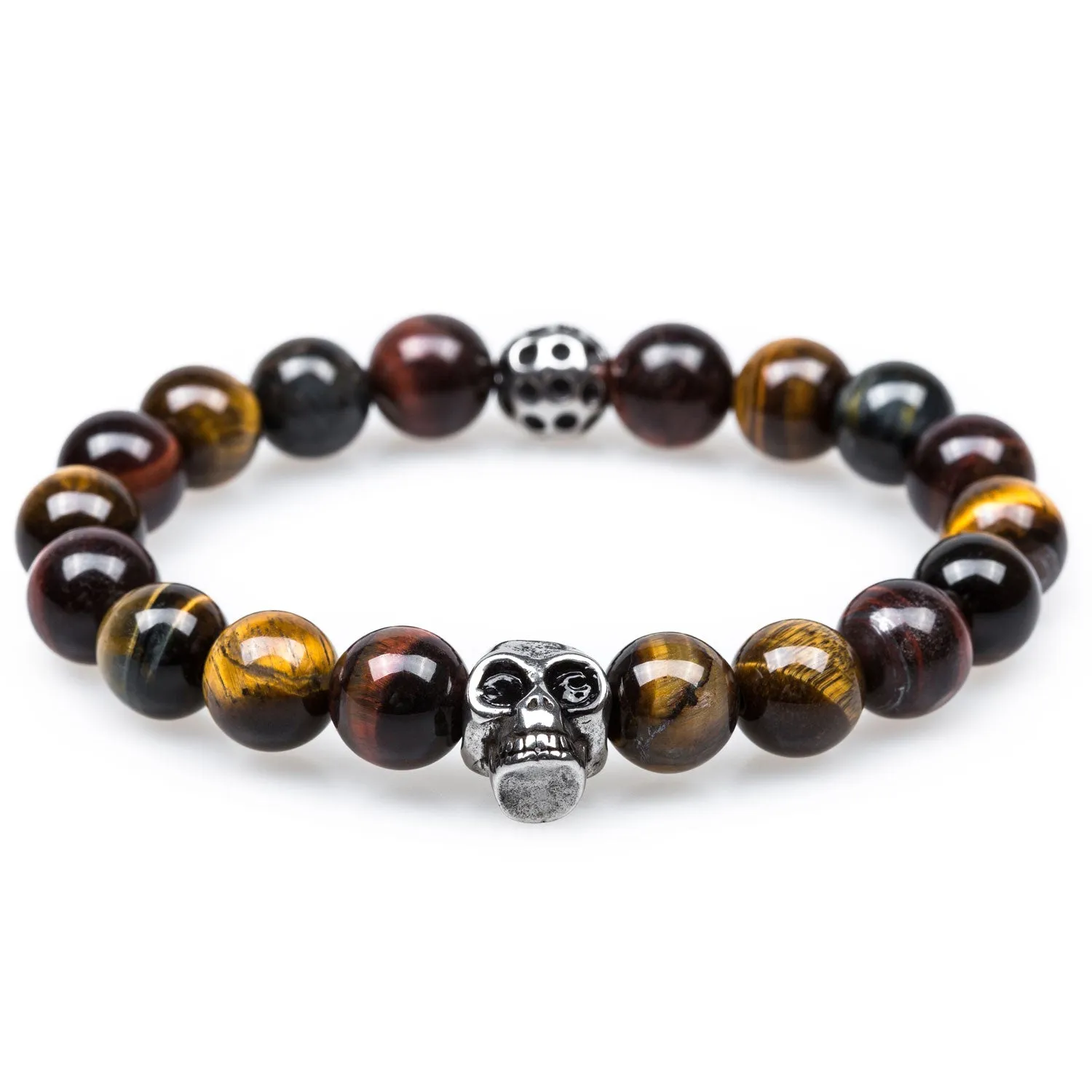 Tiger's Eye Stealth Silver Skull Bracelet sold by OTAA