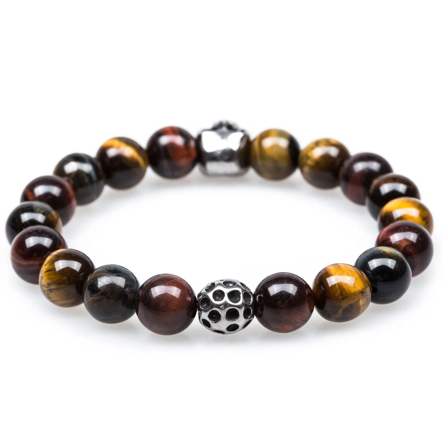 Tiger's Eye Stealth Silver Skull Bracelet sold by OTAA product image thumbnail 2