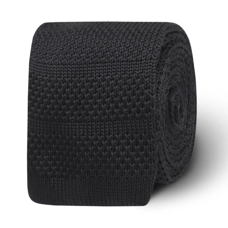 Manchester Black Knitted Tie made by OTAA
