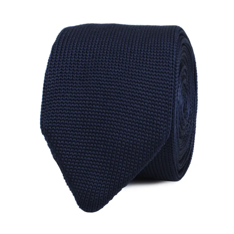 Tristful Navy Knitted Tie made by OTAA
