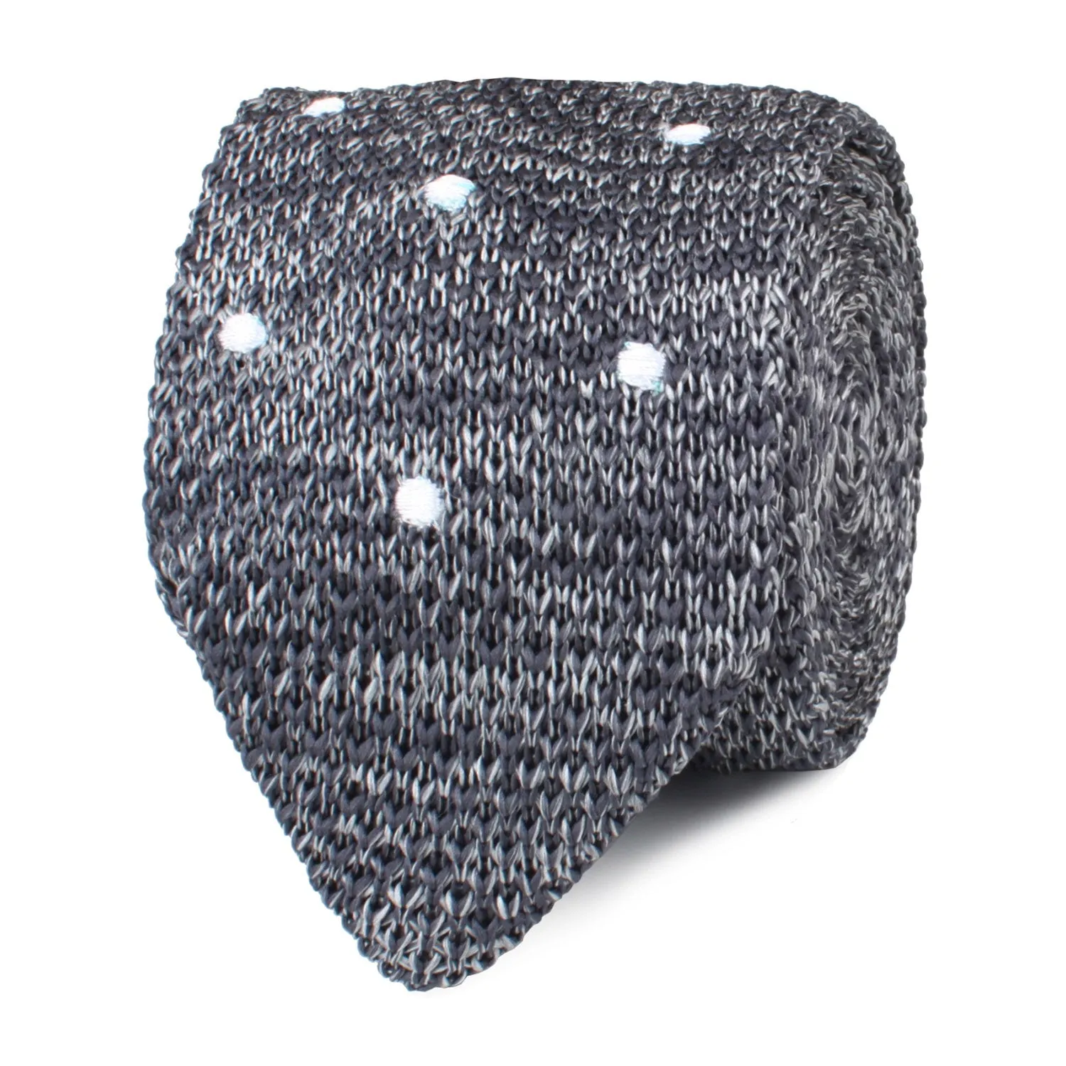 Chambray Grey Polka Dot Knitted Tie sold by OTAA