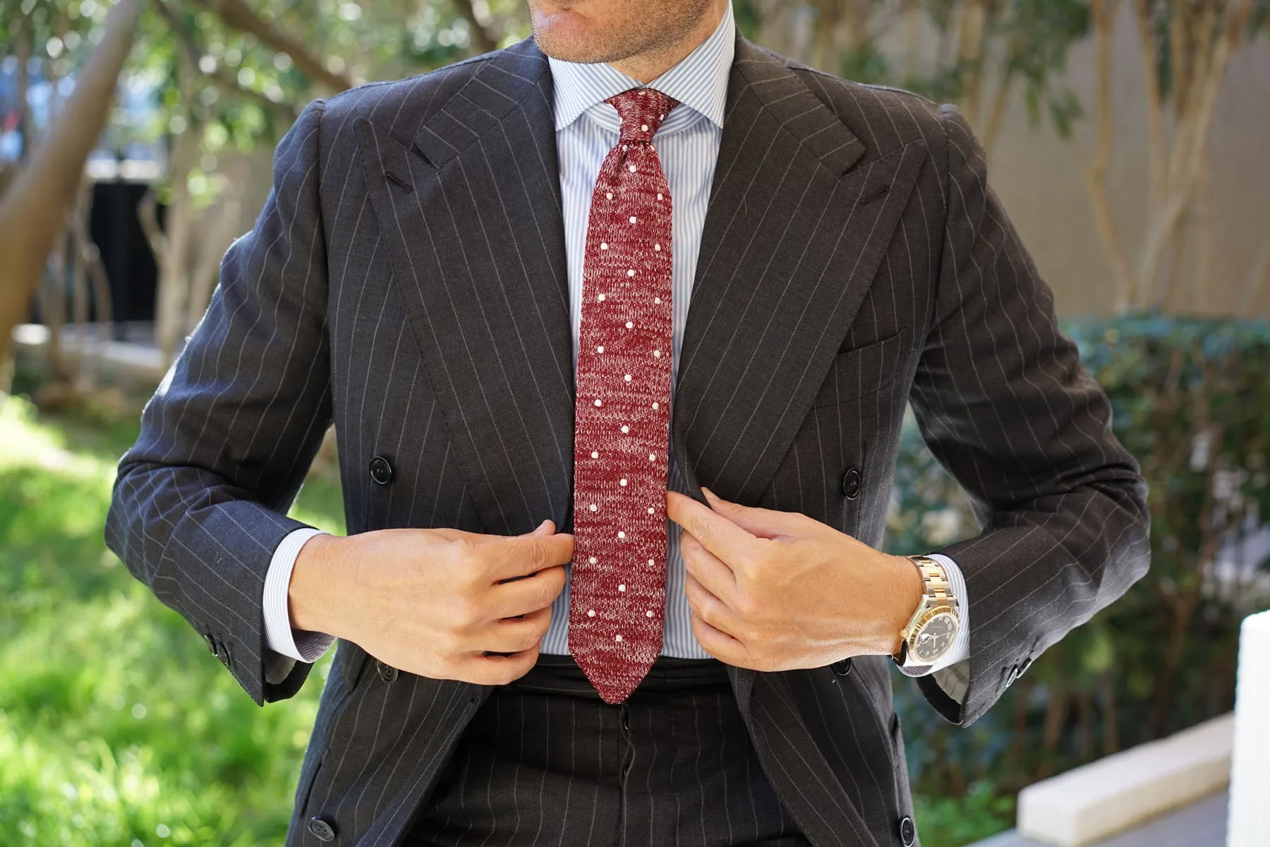 Chambray Red Polka Dot Knitted Tie sold by OTAA product image thumbnail 3