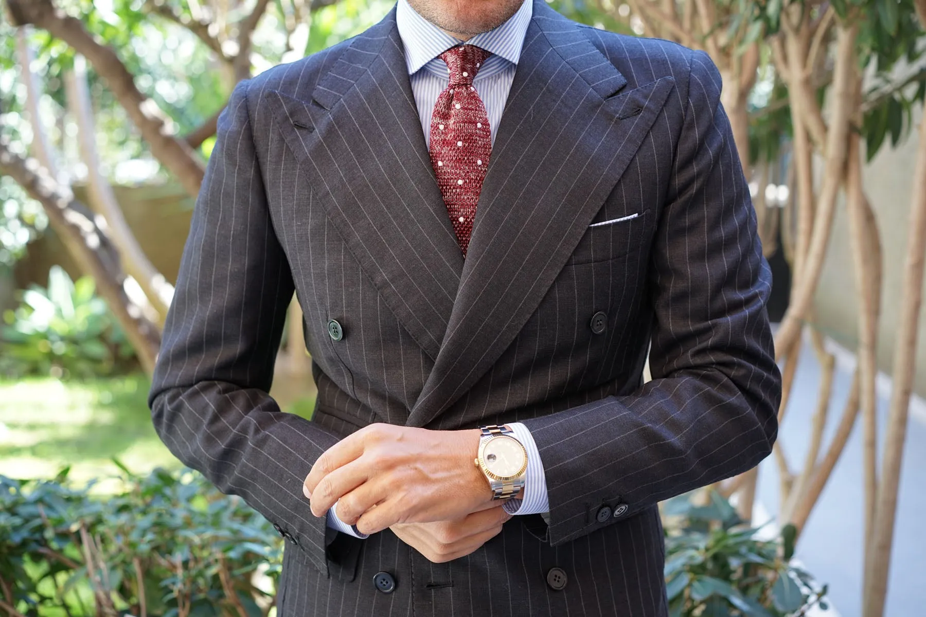 Chambray Red Polka Dot Knitted Tie sold by OTAA product image thumbnail 5