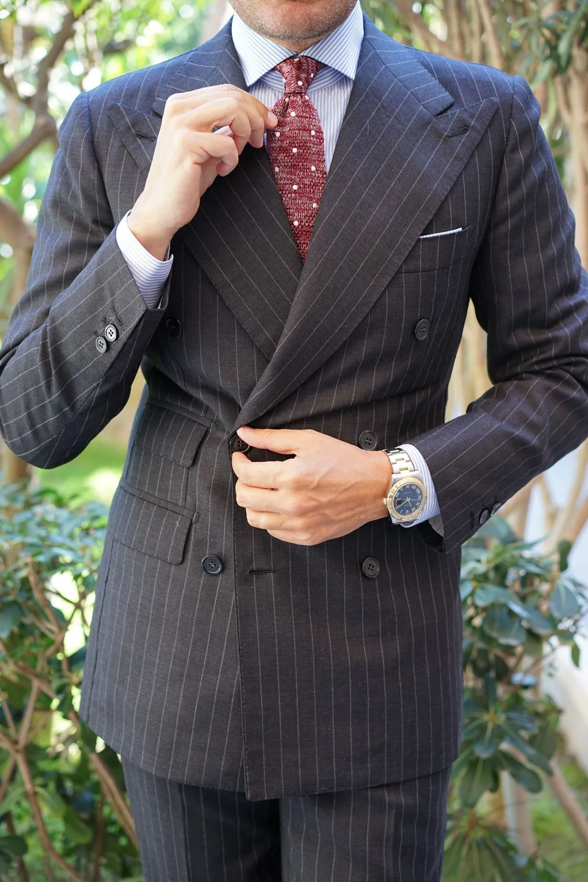 Chambray Red Polka Dot Knitted Tie sold by OTAA product image thumbnail 4