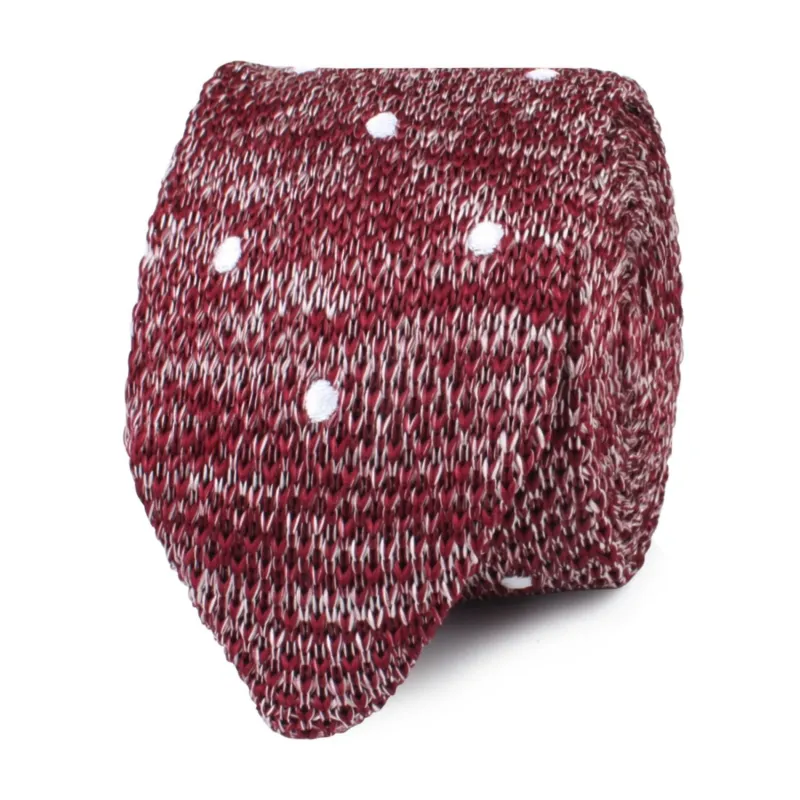 Chambray Red Polka Dot Knitted Tie made by OTAA