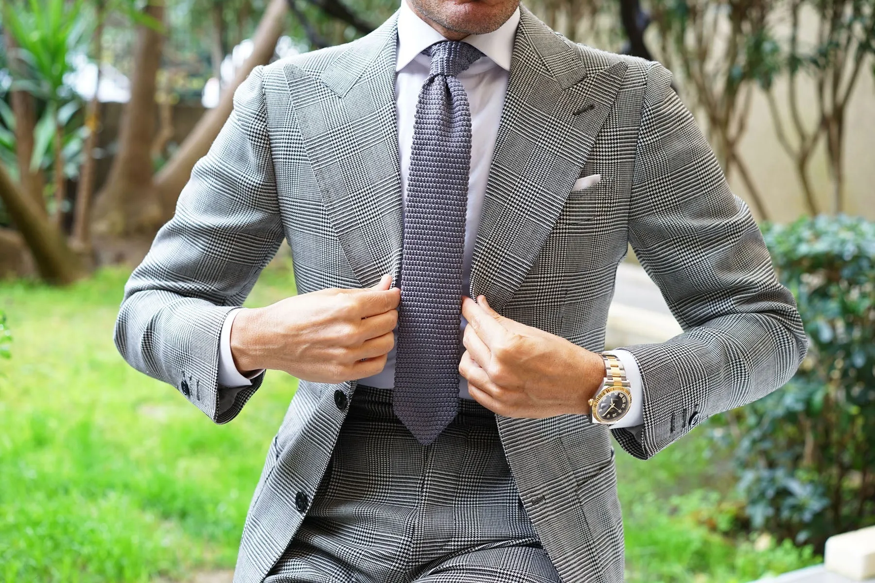 Light Grey Pointed Knitted Tie sold by OTAA product image thumbnail 3