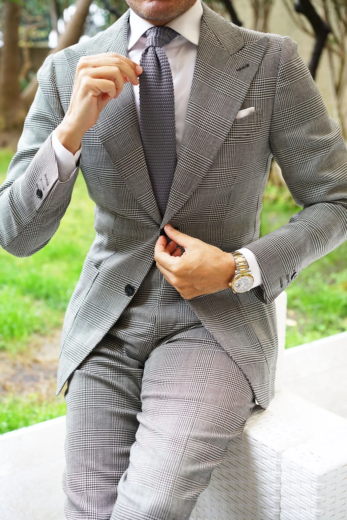 Light Grey Pointed Knitted Tie sold by OTAA product image thumbnail 4