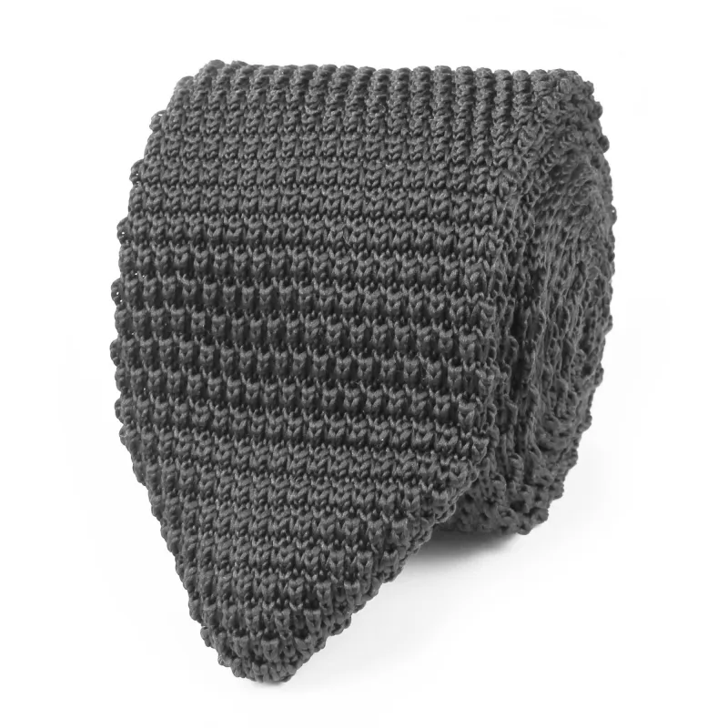 Light Grey Pointed Knitted Tie made by OTAA