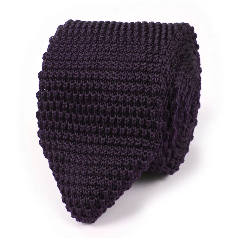 Dark Purple Pointed Knitted Tie made by OTAA