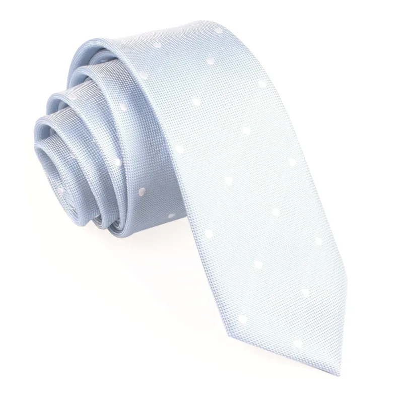Mint Blue with White Polka Dots Skinny Tie made by OTAA