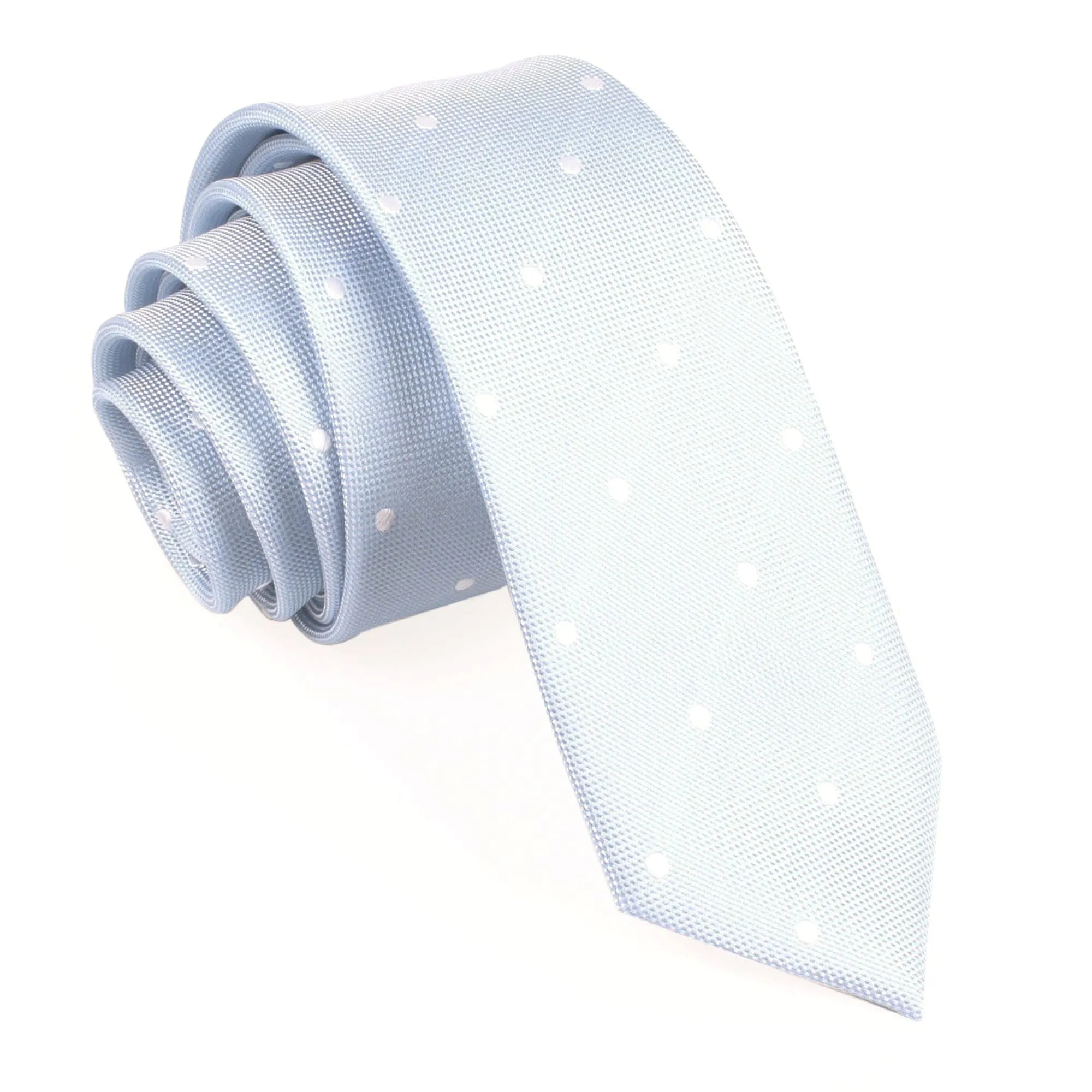 Mint Blue with White Polka Dots Skinny Tie sold by OTAA