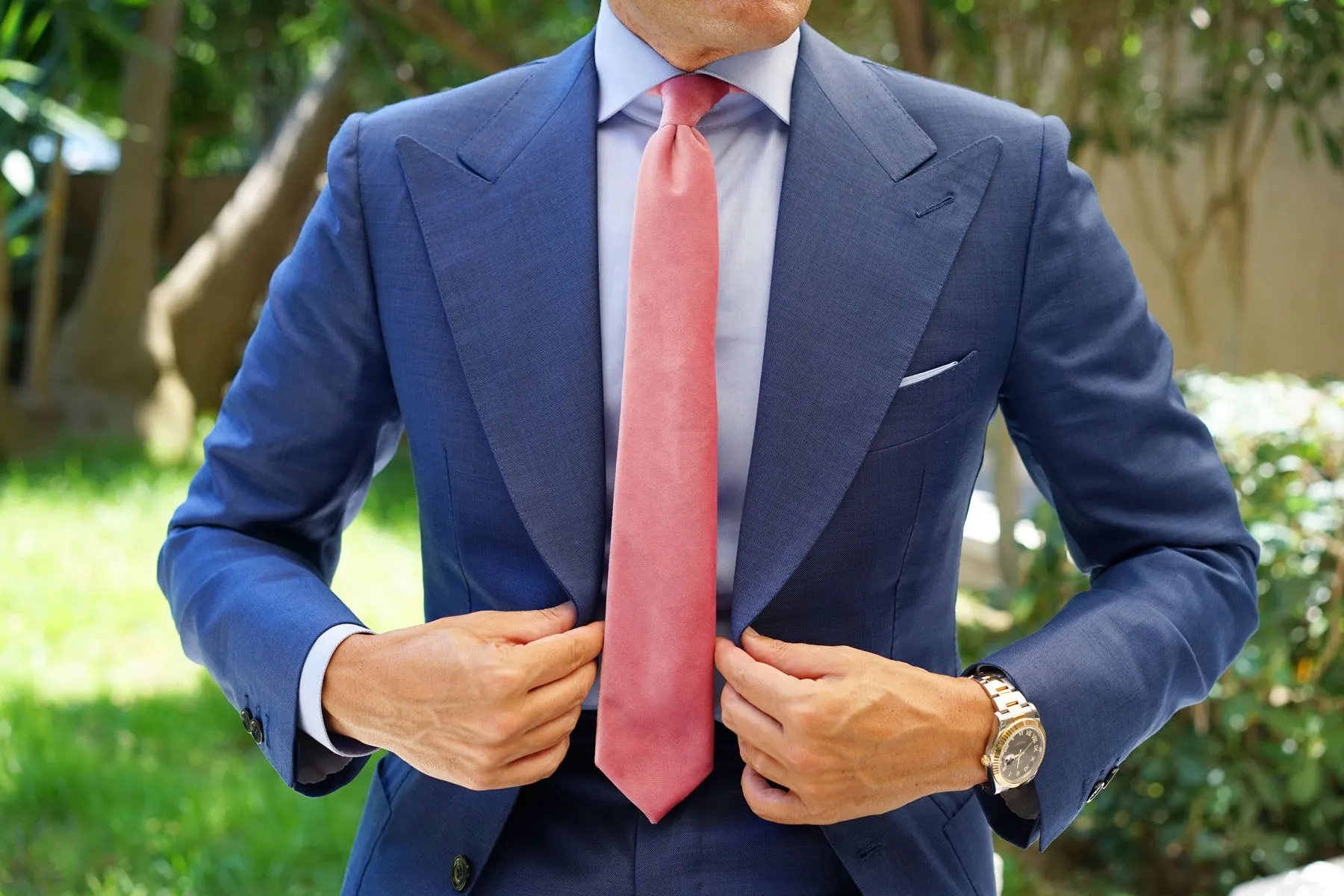 Nude Pink Velvet Skinny Tie sold by OTAA product image thumbnail 4