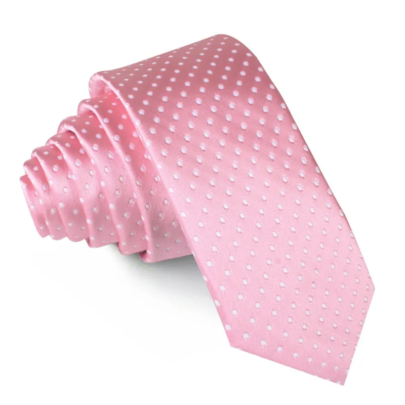 Rose Pink Mini Polka Dots Skinny Tie made by OTAA