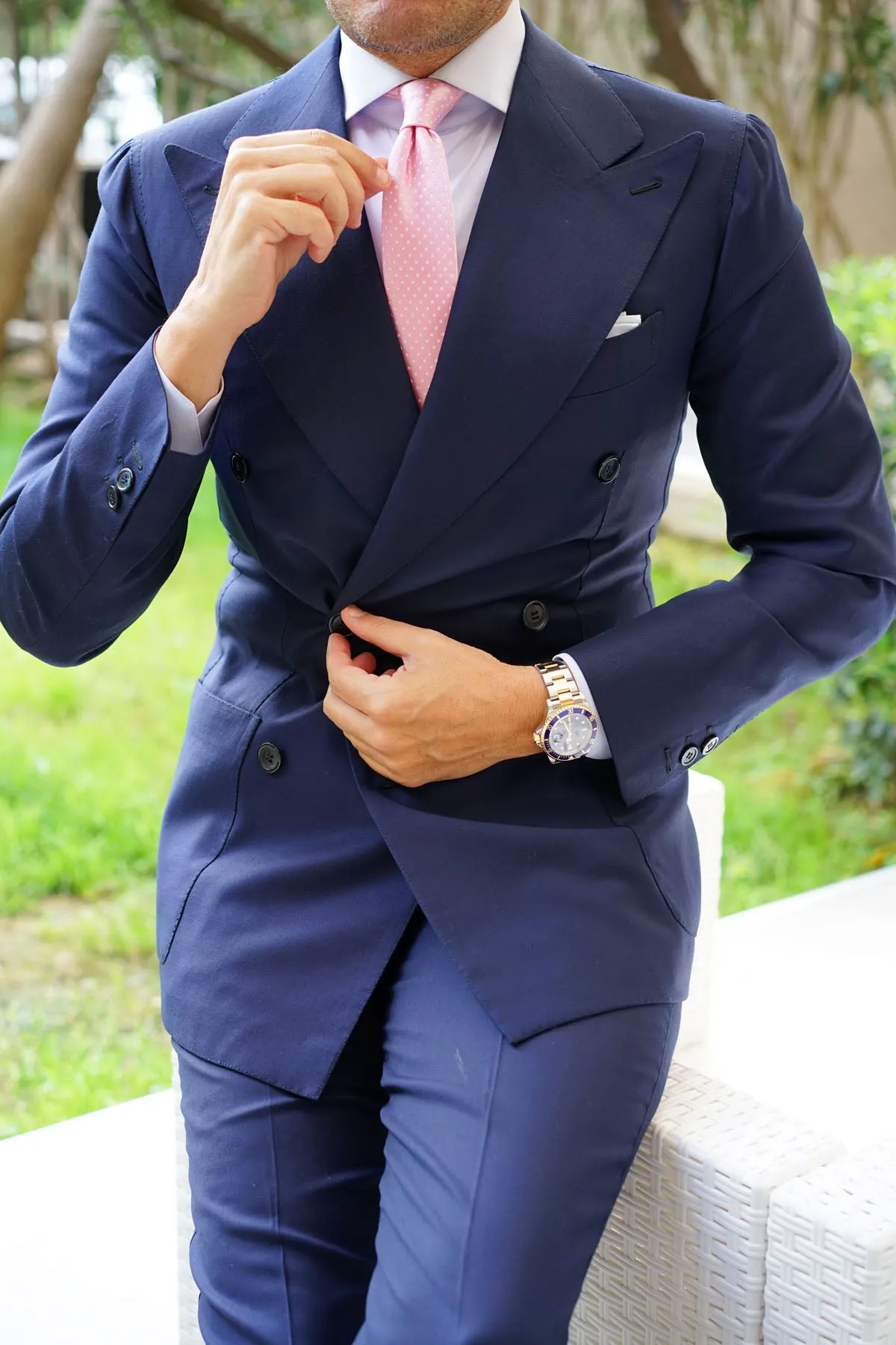 Rose Pink Mini Polka Dots Skinny Tie sold by OTAA product image thumbnail 5