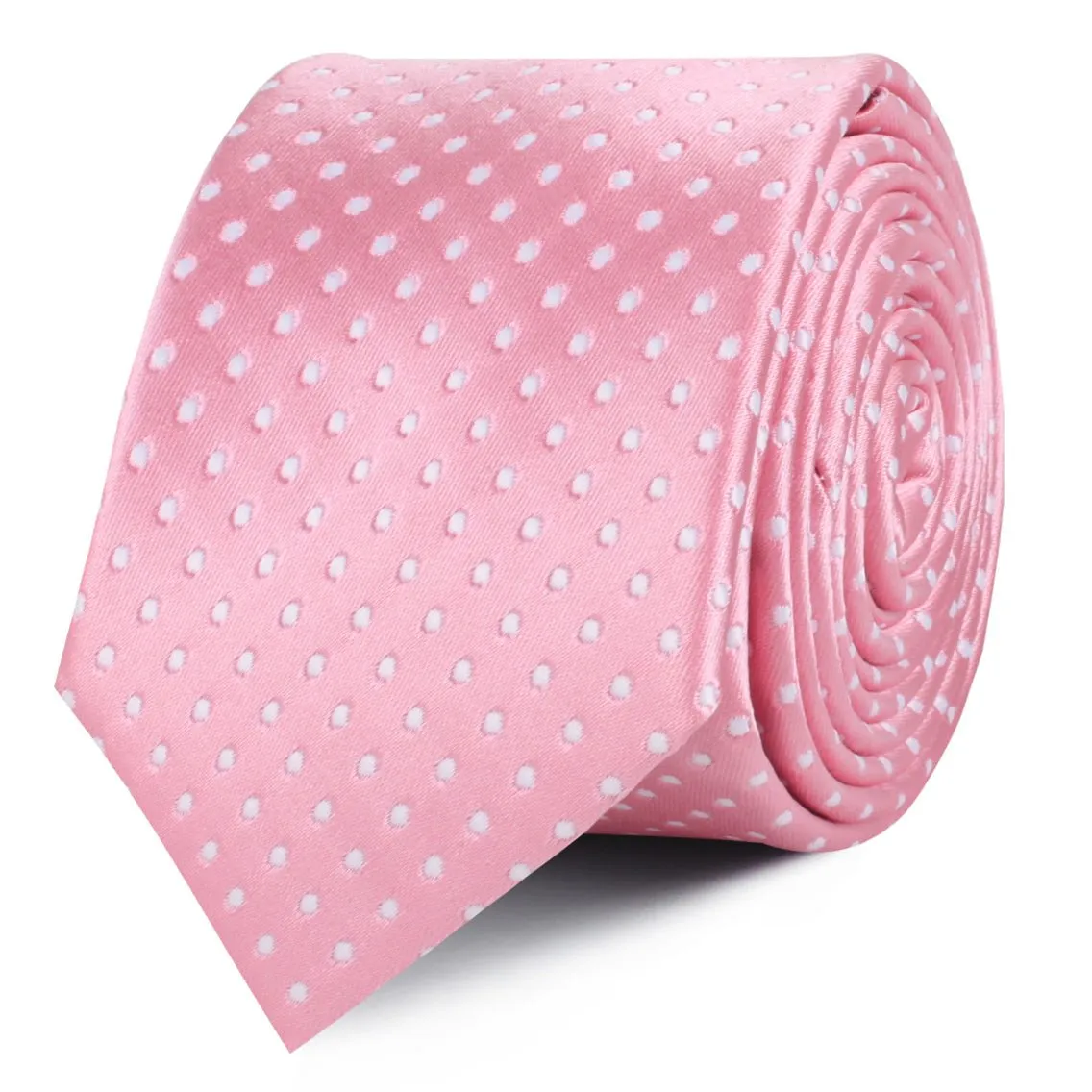 Rose Pink Mini Polka Dots Skinny Tie sold by OTAA product image thumbnail 2