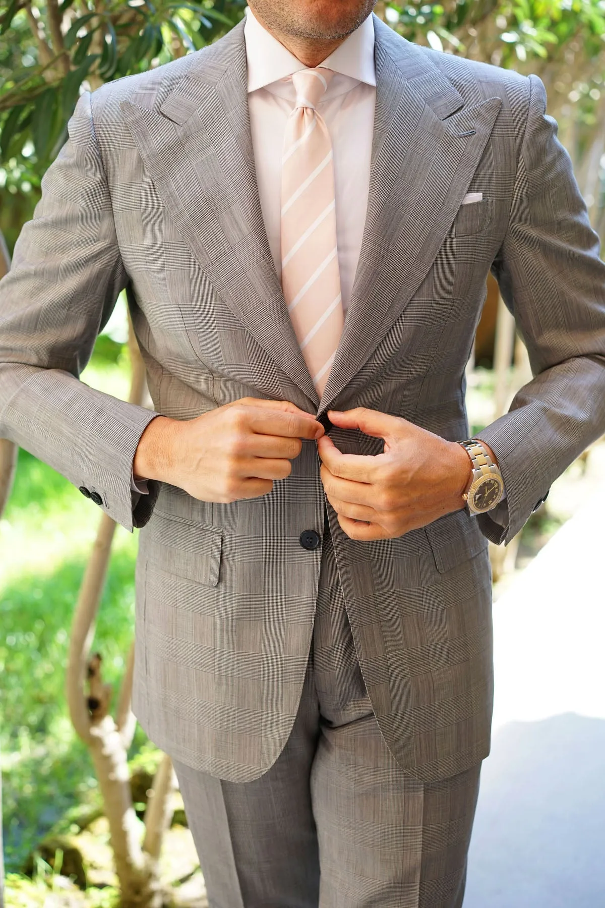 Blush Pink Striped Skinny Tie sold by OTAA product image thumbnail 5
