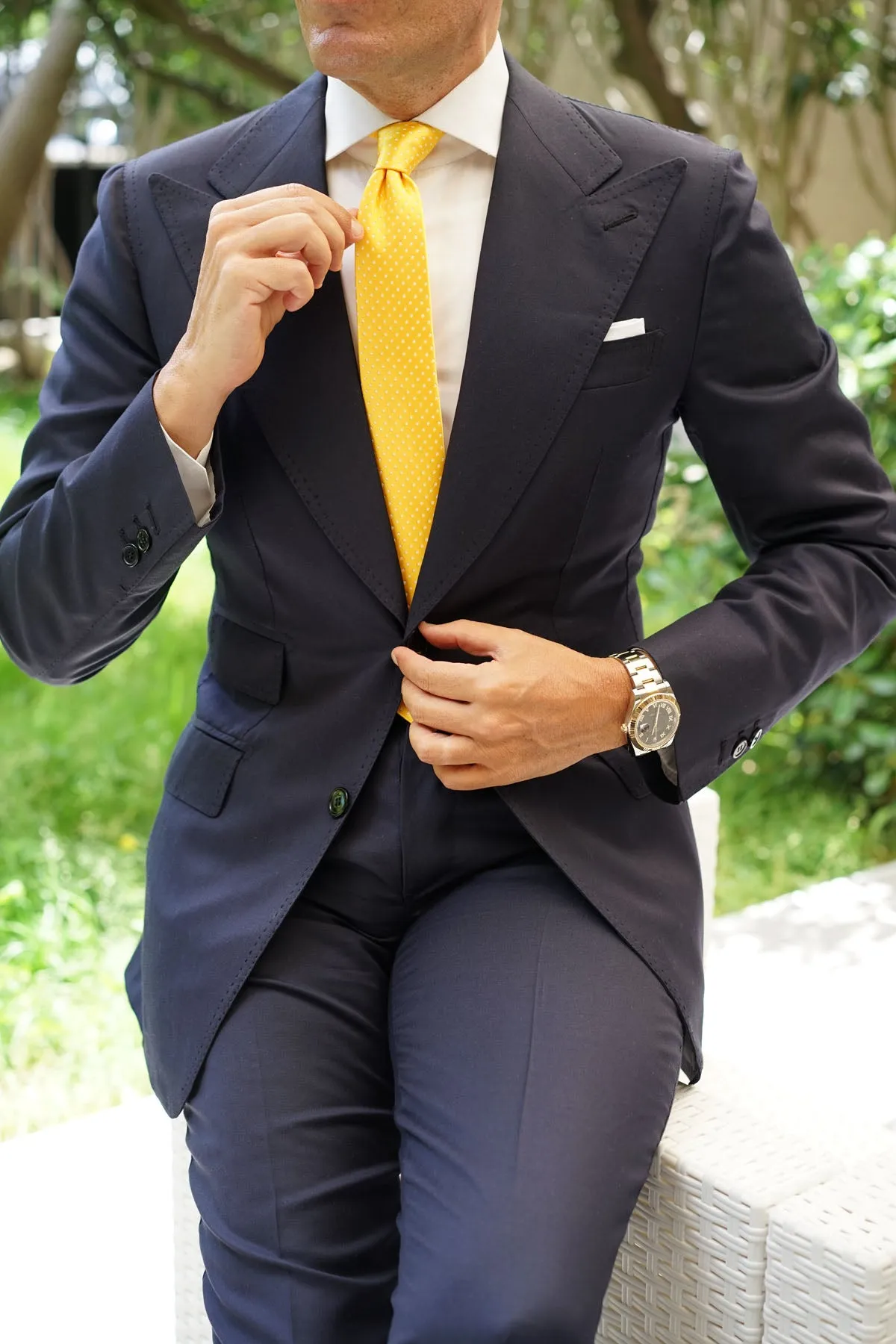 Yellow Mini Polka Dots Skinny Tie sold by OTAA product image thumbnail 5