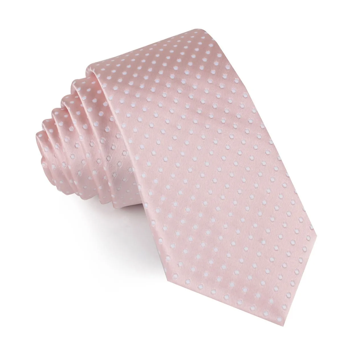 Blush Pink Mini Polka Dots Skinny Tie sold by OTAA
