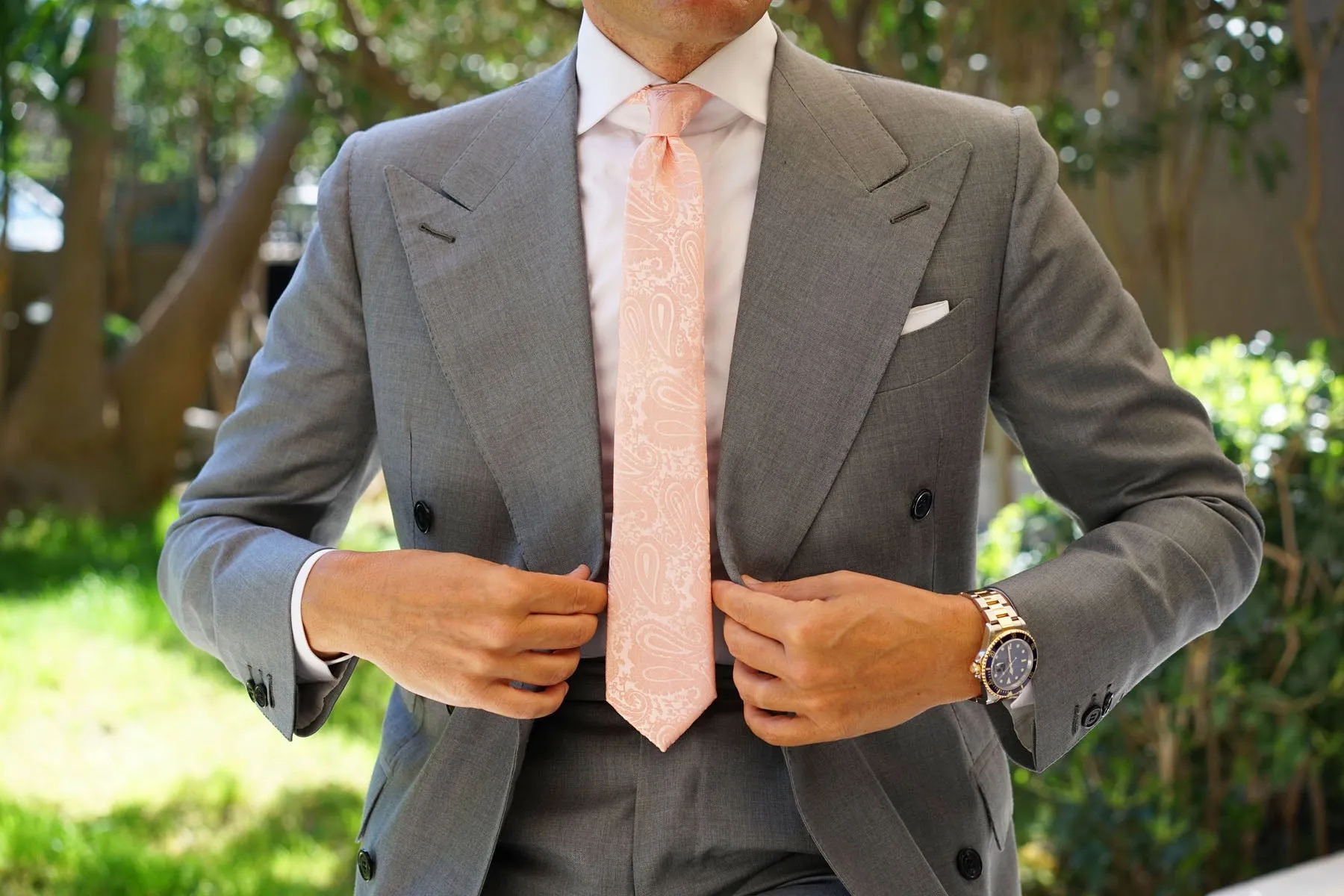 Peach Paisley Skinny Tie sold by OTAA product image thumbnail 4