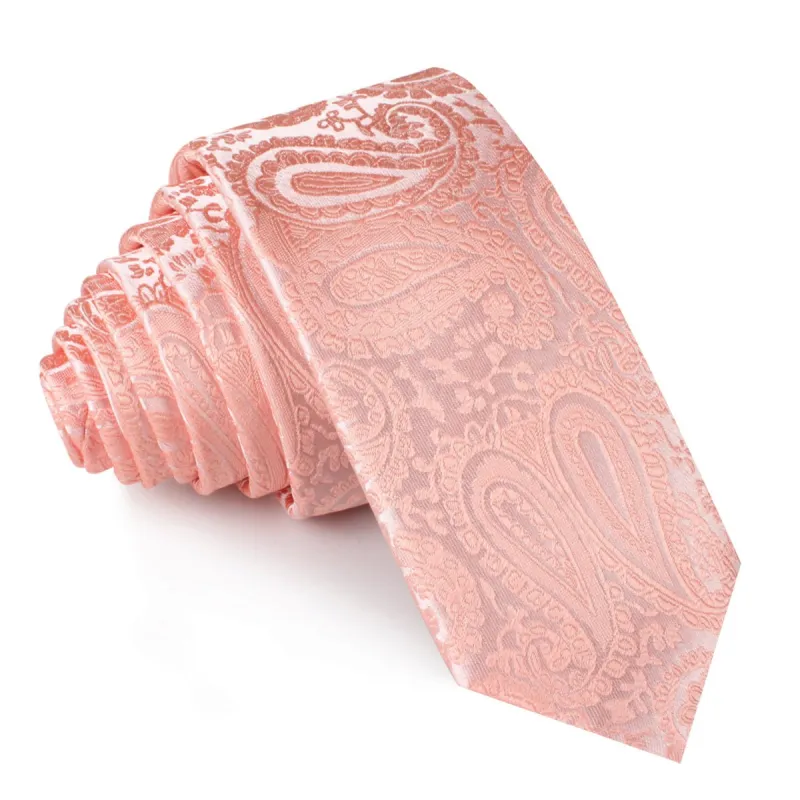 Peach Paisley Skinny Tie made by OTAA