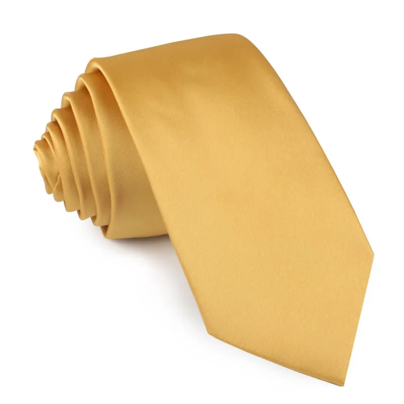 Gold Satin Skinny Tie made by OTAA