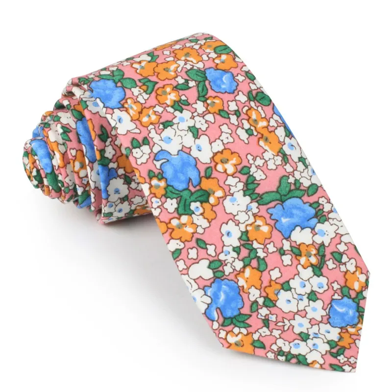 Panama Pink Floral Skinny Tie made by OTAA