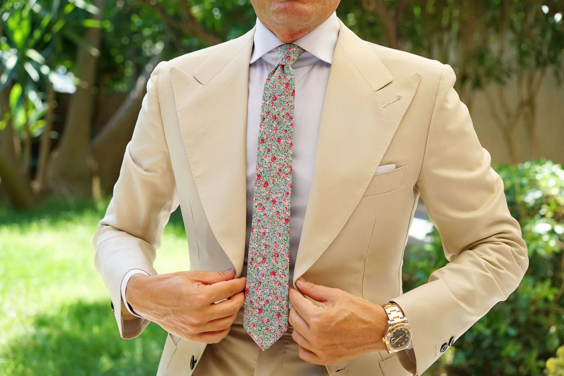 Centifolia Floral Roses Skinny Tie sold by OTAA product image thumbnail 4