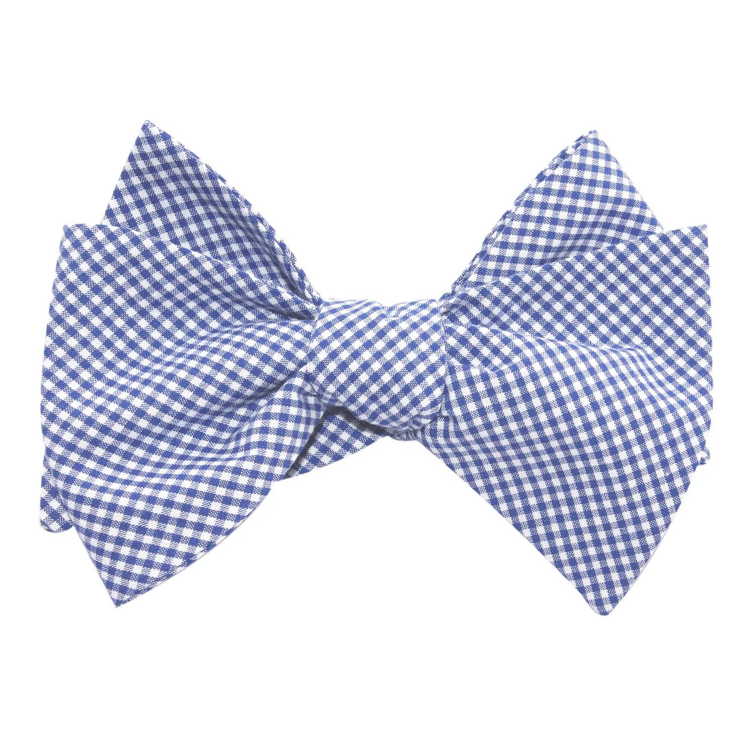 Blue Gingham Cotton Self Tie Bow Tie sold by OTAA product image thumbnail 2