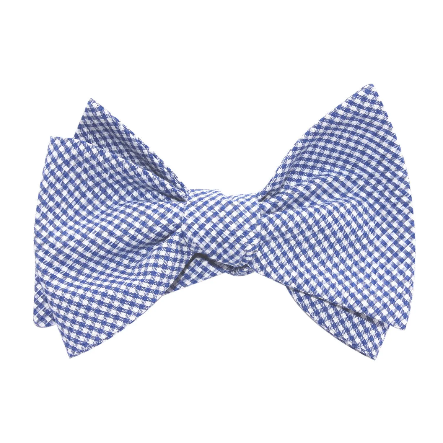 Blue Gingham Cotton Self Tie Bow Tie sold by OTAA product image thumbnail 3