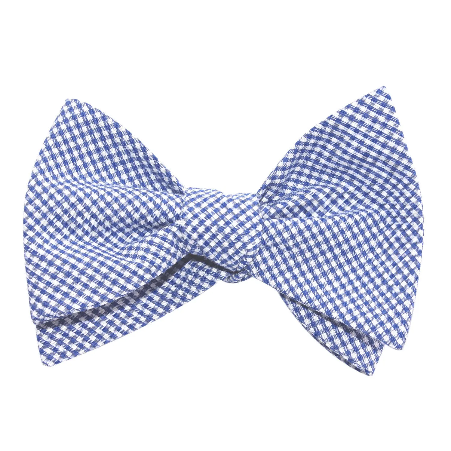 Blue Gingham Cotton Self Tie Bow Tie sold by OTAA product image thumbnail 4
