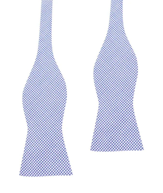 Blue Gingham Cotton Self Tie Bow Tie made by OTAA