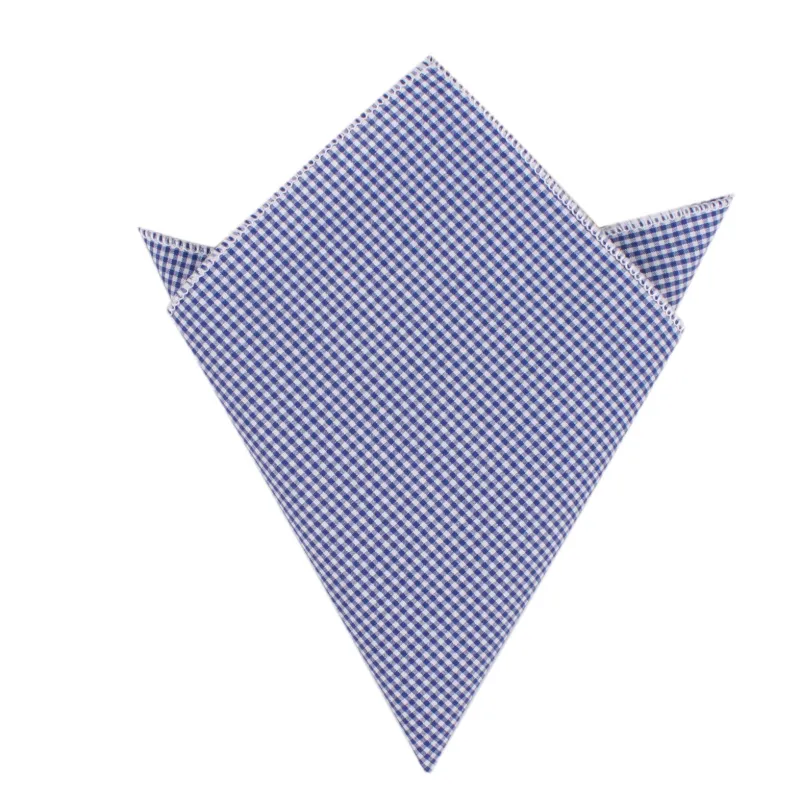 Blue Gingham Cotton Pocket Square made by OTAA