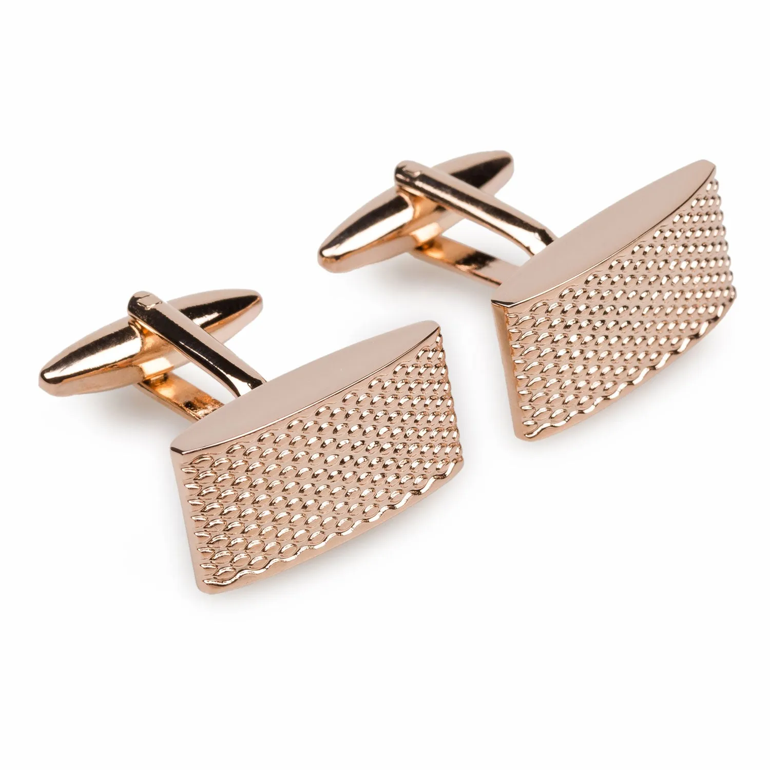 Rose Gold Textured Rectangular Bend Cufflinks sold by OTAA product image thumbnail 2