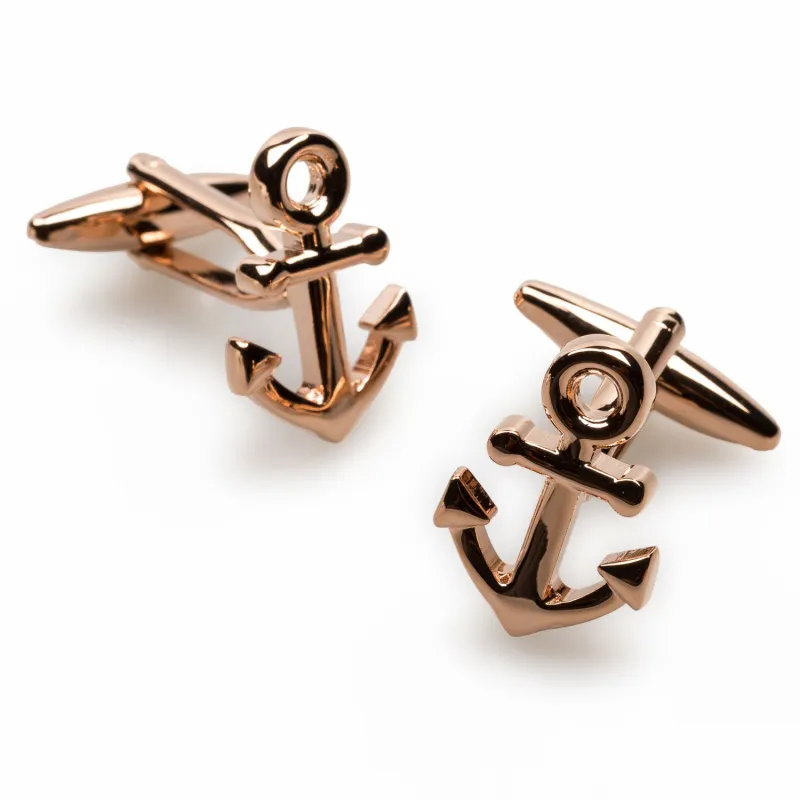 Rose Gold Anchor Cufflinks made by OTAA